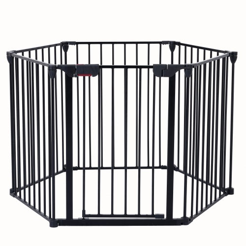 150 Adjustable Safety Gate 6 Panels Play Yard Metal Doorways Fireplace Fence Christmas Tree Fence Gate For House Stairs Gate Prohibited Area Fence