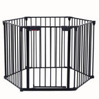 150 Adjustable Safety Gate 6 Panels Play Yard Metal Doorways Fireplace Fence Christmas Tree Fence Gate For House Stairs Gate Prohibited Area Fence